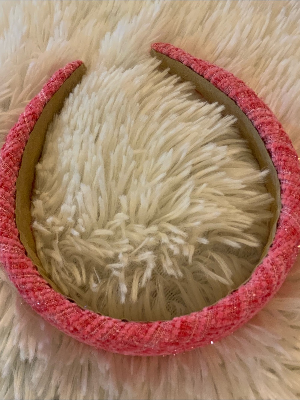Pink Textured Padded Headband for Women